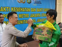Bhakti Kesehatan dan Bhakti Sosial Polsek Metro Penjaringan Bersama Komunitas Ojol Jakut