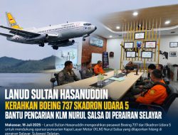Lanud Sultan Hasanuddin Kerahkan Boeing 737 Skadron Udara 5 Bantu Pencarian KLM Nurul Salsa di Perairan Selayar