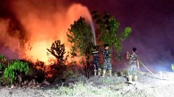Gelap Malam Tak Jadi Penghalang, Satgas Karhutla Lanud Sjamsudin Noor Kembali Berjibaku Hadang Karhutla Hingga Dini Hari