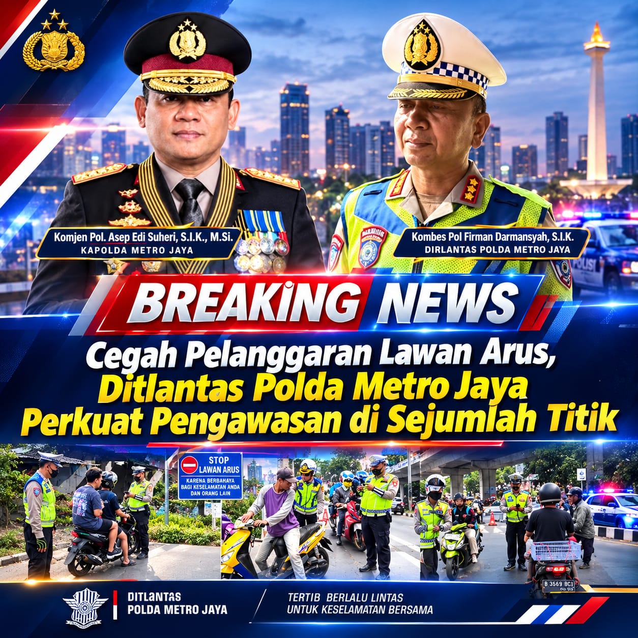 Cegah Pelanggaran Lawan Arus, Ditlantas Polda Metro Jaya Perkuat Pengawasan di Sejumlah Titik